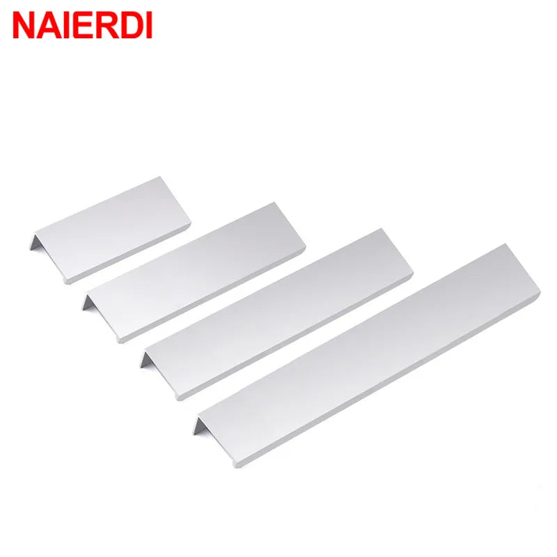 NAIERDI Black Hidden Cabinet Handles Aluminum Alloy Kitchen Cupboard Pulls Drawer Knobs Furniture Handle Bedroom Door Hardware
