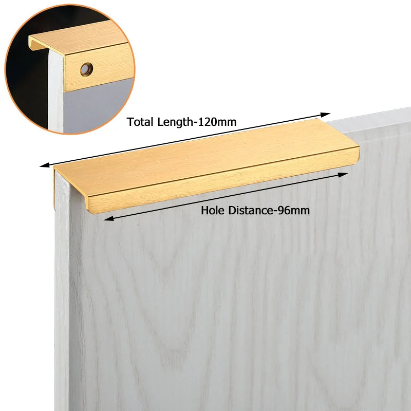 NAIERDI Black Hidden Cabinet Handles Aluminum Alloy Kitchen Cupboard Pulls Drawer Knobs Furniture Handle Bedroom Door Hardware