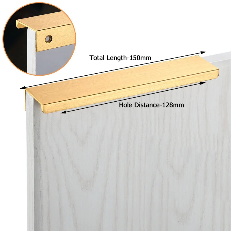 NAIERDI Black Hidden Cabinet Handles Aluminum Alloy Kitchen Cupboard Pulls Drawer Knobs Furniture Handle Bedroom Door Hardware