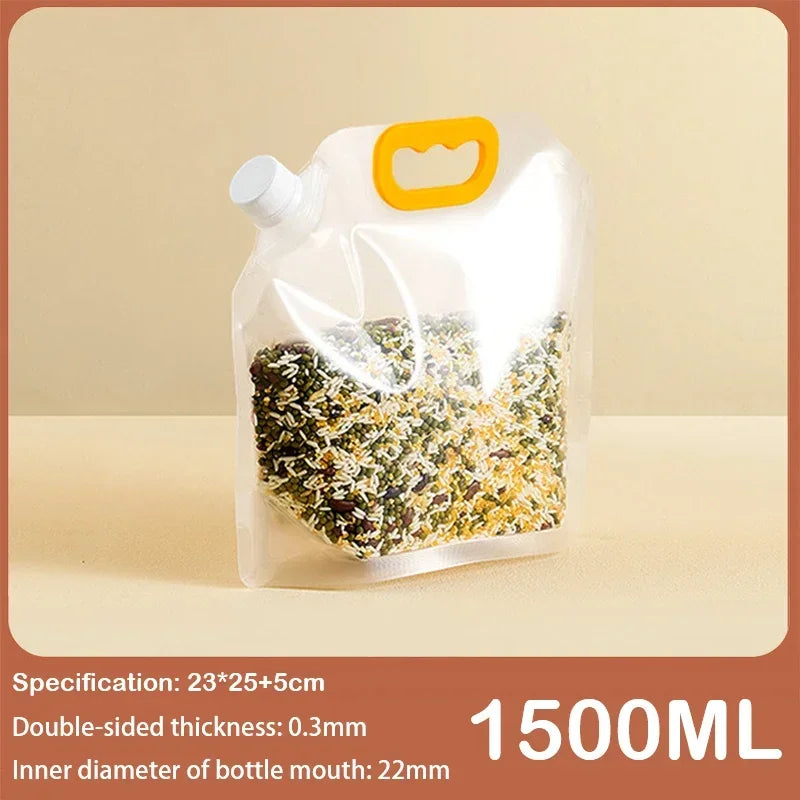 Food Storage Bags for Grains Cereals Kitchen Suction Nozzle Sealed Packaging Moisture Proof Reusable Fresh Keeping Organizer Bag