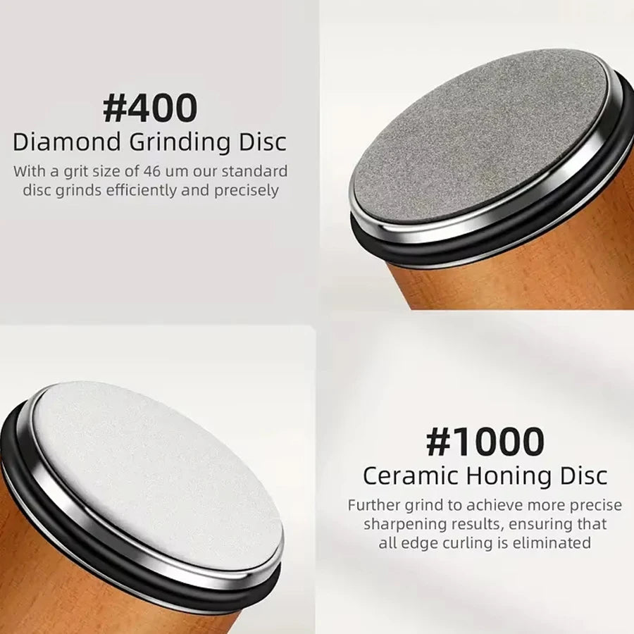 Dual Angle Knife Sharpener Diamond Ceramic Discs 15°20° Grinding Nonslip Magnetic Fast Sharpening Blades Kitchen Essential