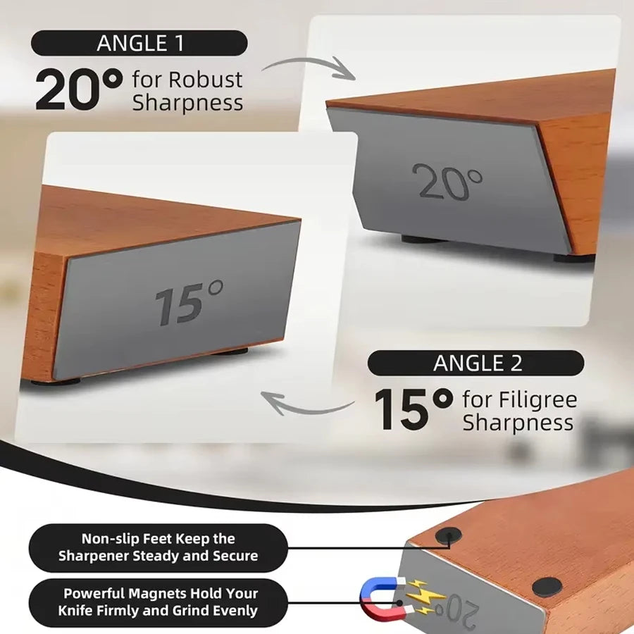 Dual Angle Knife Sharpener Diamond Ceramic Discs 15°20° Grinding Nonslip Magnetic Fast Sharpening Blades Kitchen Essential